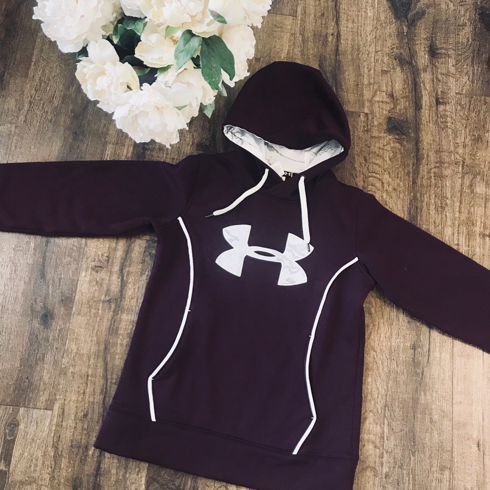 Under Armour Maroon Hoodie with White Logo